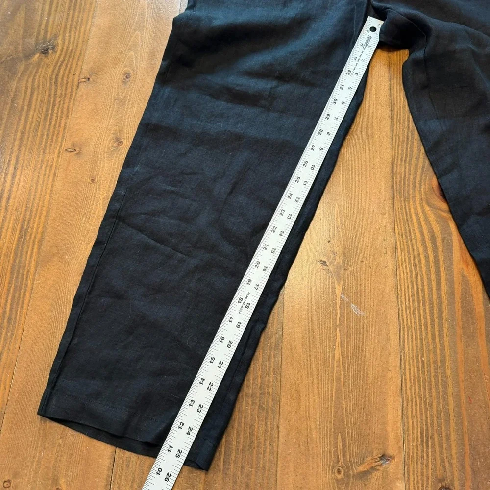 Quince 100% European Linen Wide Leg Pants Breathable Resortwear Black Med EUC